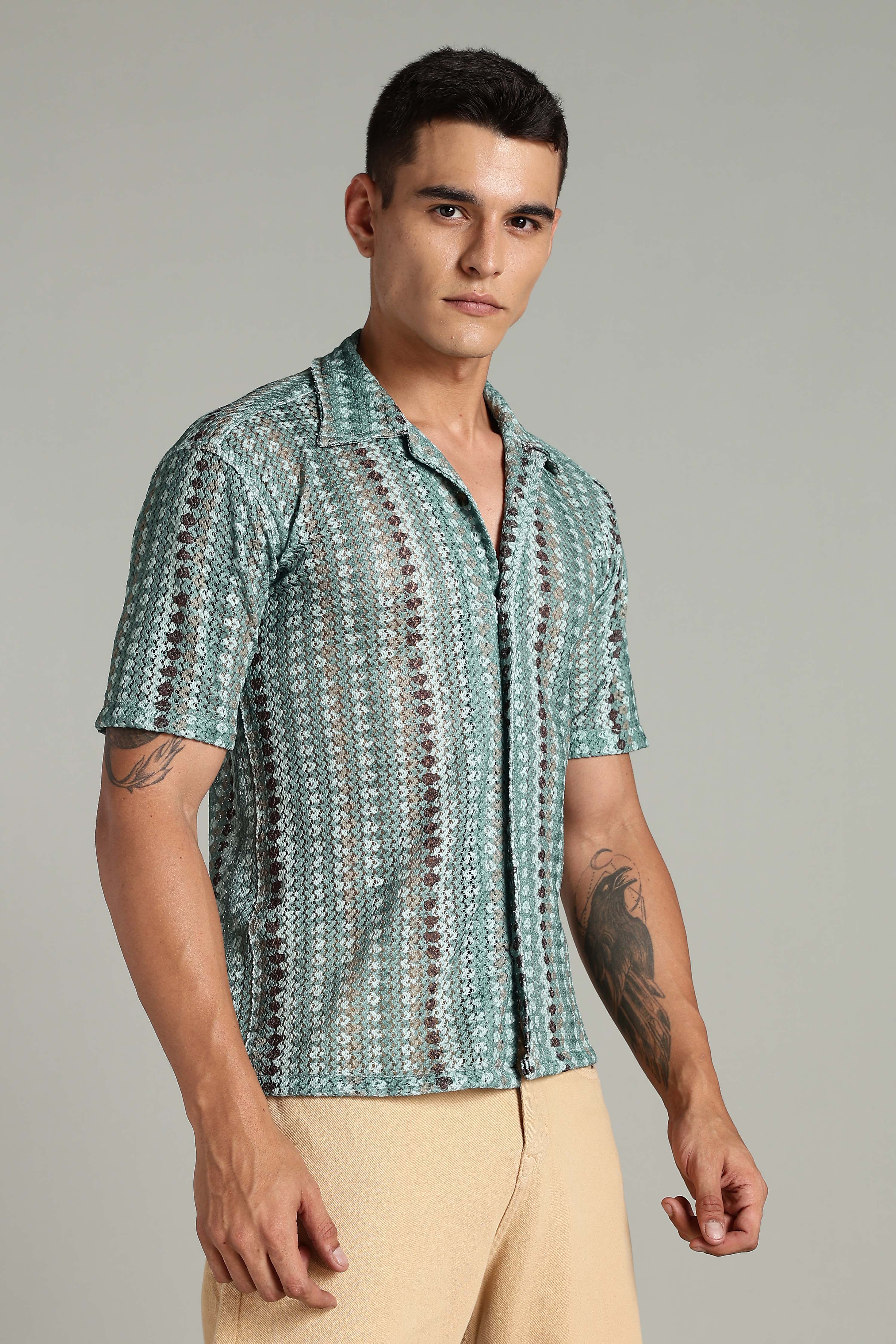 SMOKE CORCHET ABSTRACT SHIRT